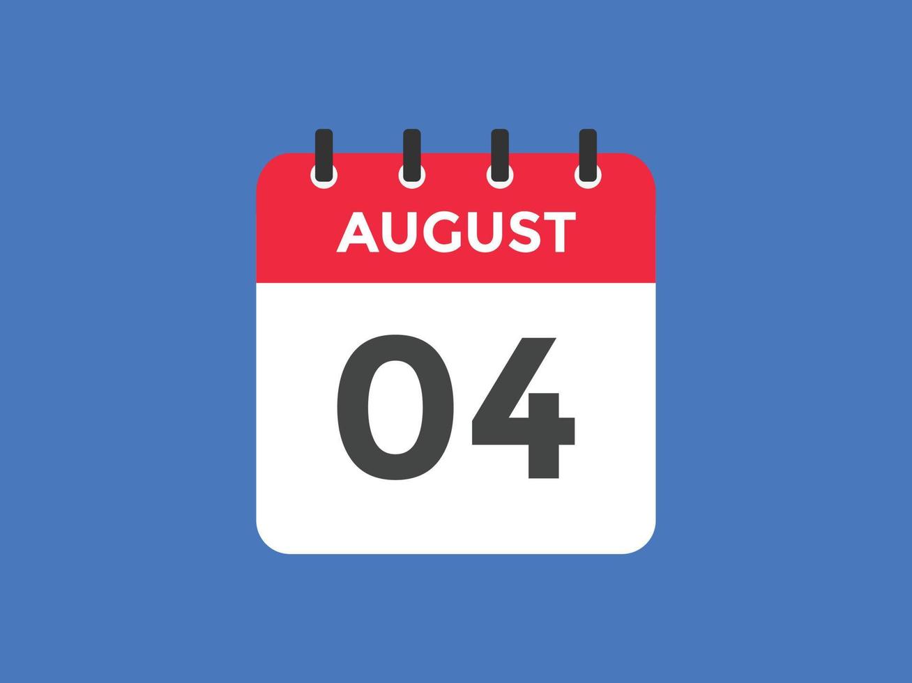 augusti 4 kalender påminnelse. 4:e augusti dagligen kalender ikon mall. kalender 4:e augusti ikon design mall. vektor illustration