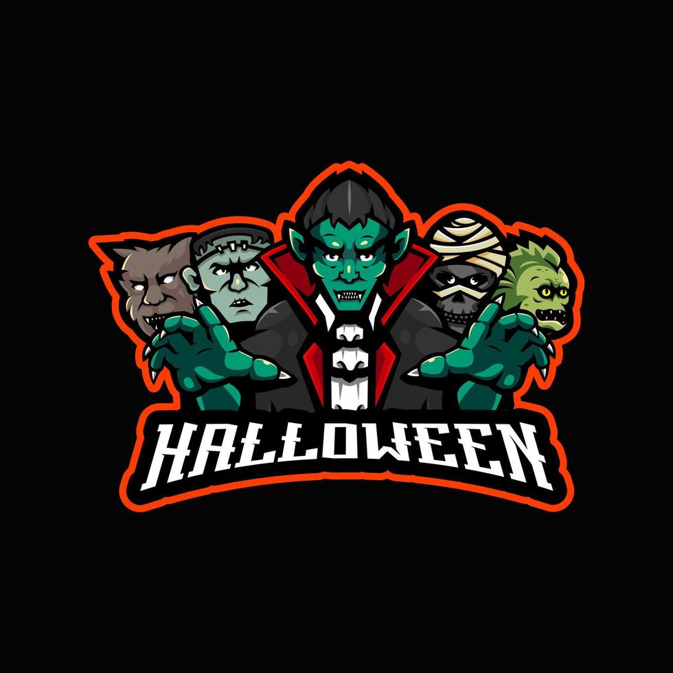 halloween maskot logotyp design illustration vektor