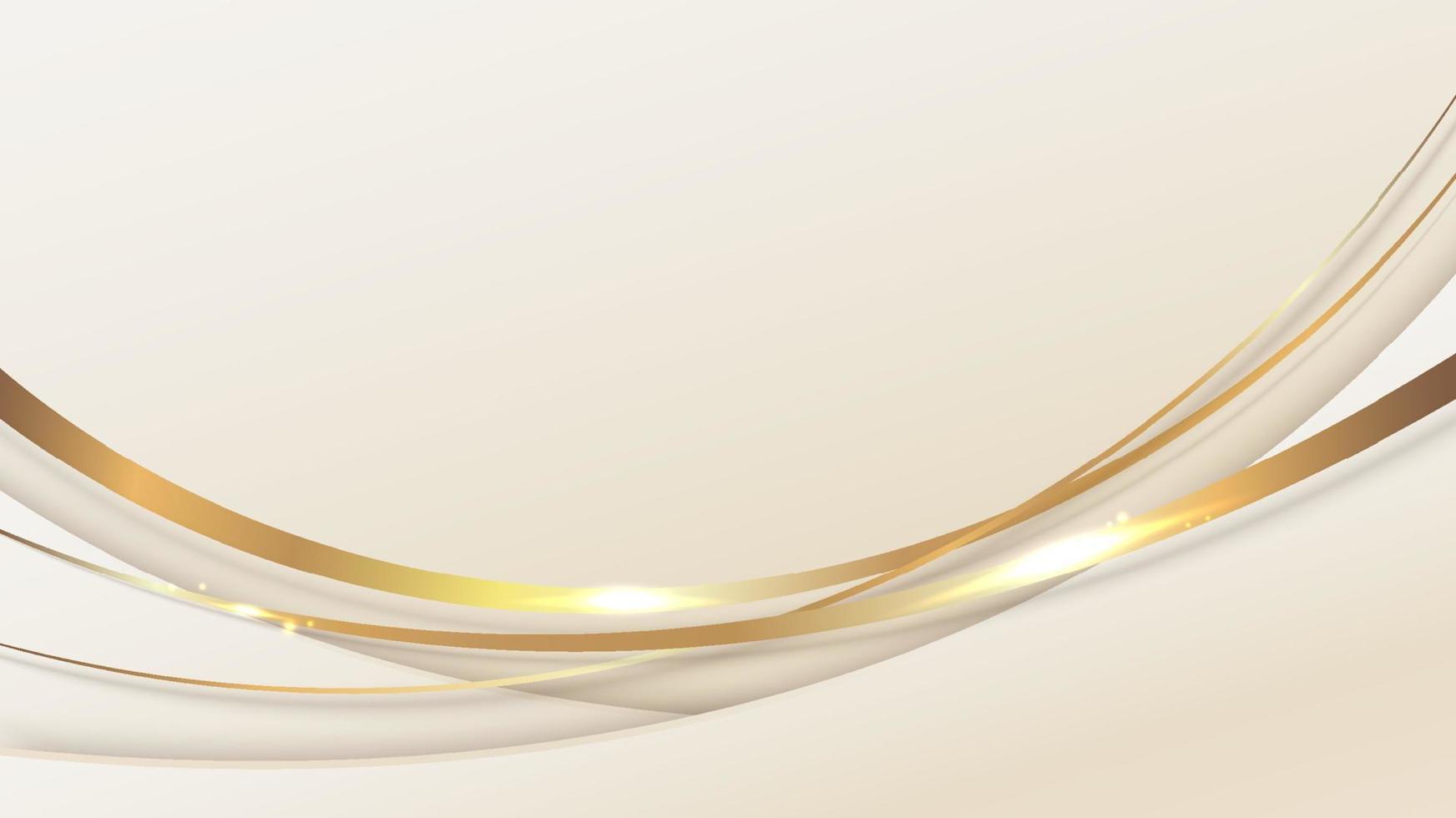 abstrakte Vorlage Hintergrund 3D elegante goldene geschwungene Form mit glänzender goldener Linie, funkelnder Beleuchtung und glitzerndem Luxusstil. vektor