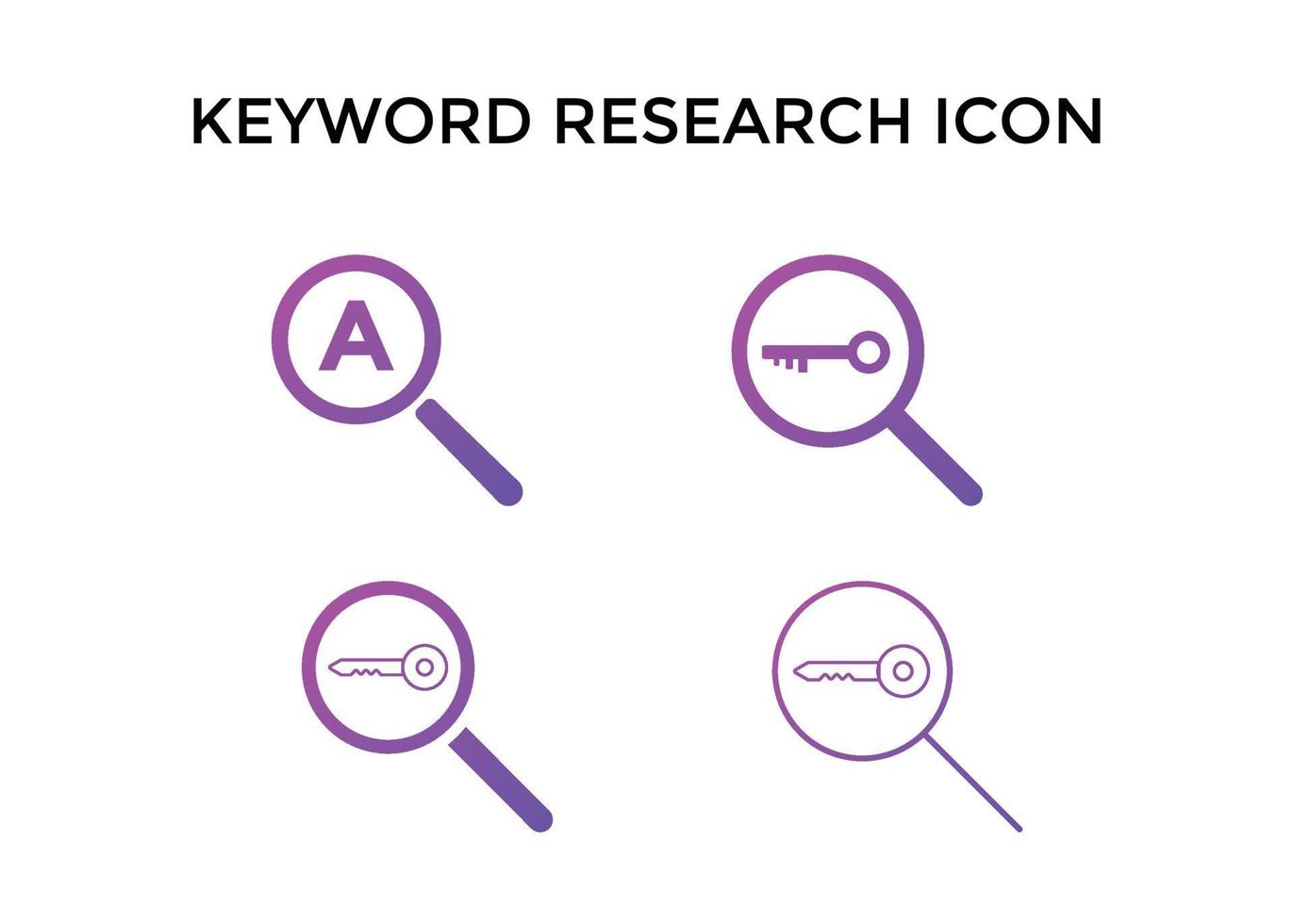 satz von symbolvektorillustrationen für die schlüsselwortrecherche. Wird für SEO oder Websites verwendet vektor