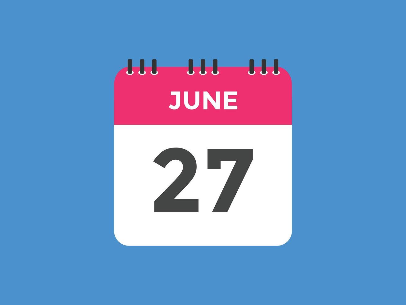 juni 27 kalender påminnelse. 27: e juni dagligen kalender ikon mall. kalender 27: e juni ikon design mall. vektor illustration