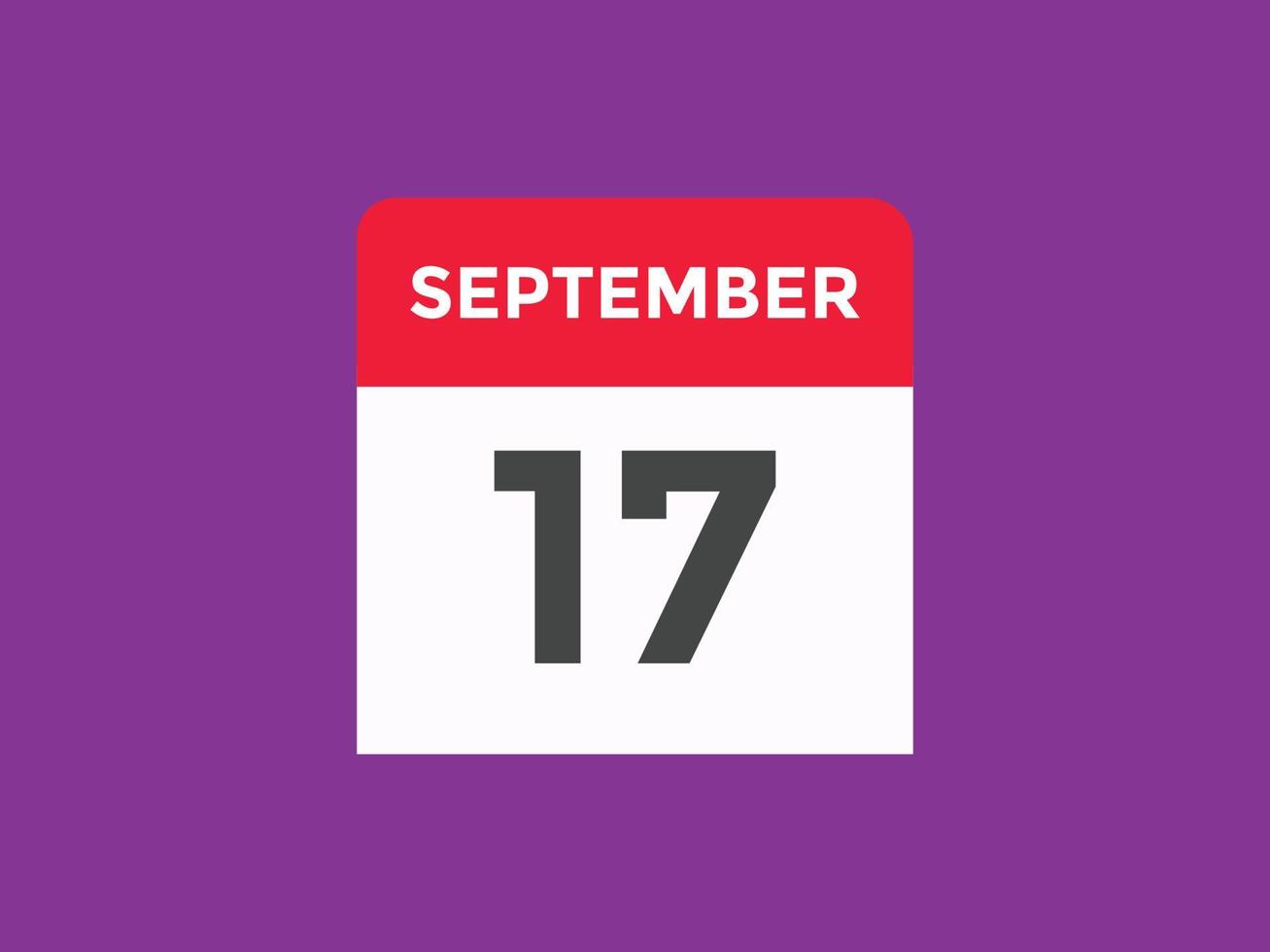 september 17 kalender påminnelse. 17:e september dagligen kalender ikon mall. kalender 17:e september ikon design mall. vektor illustration