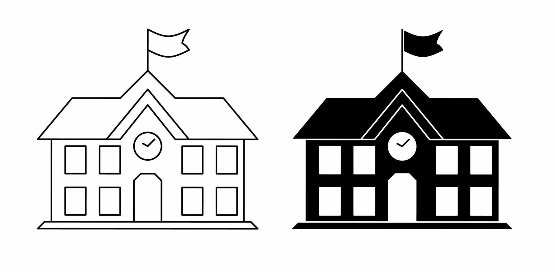 Gebäude-Schule-Icon-Set isoliert auf weißem Hintergrund vektor