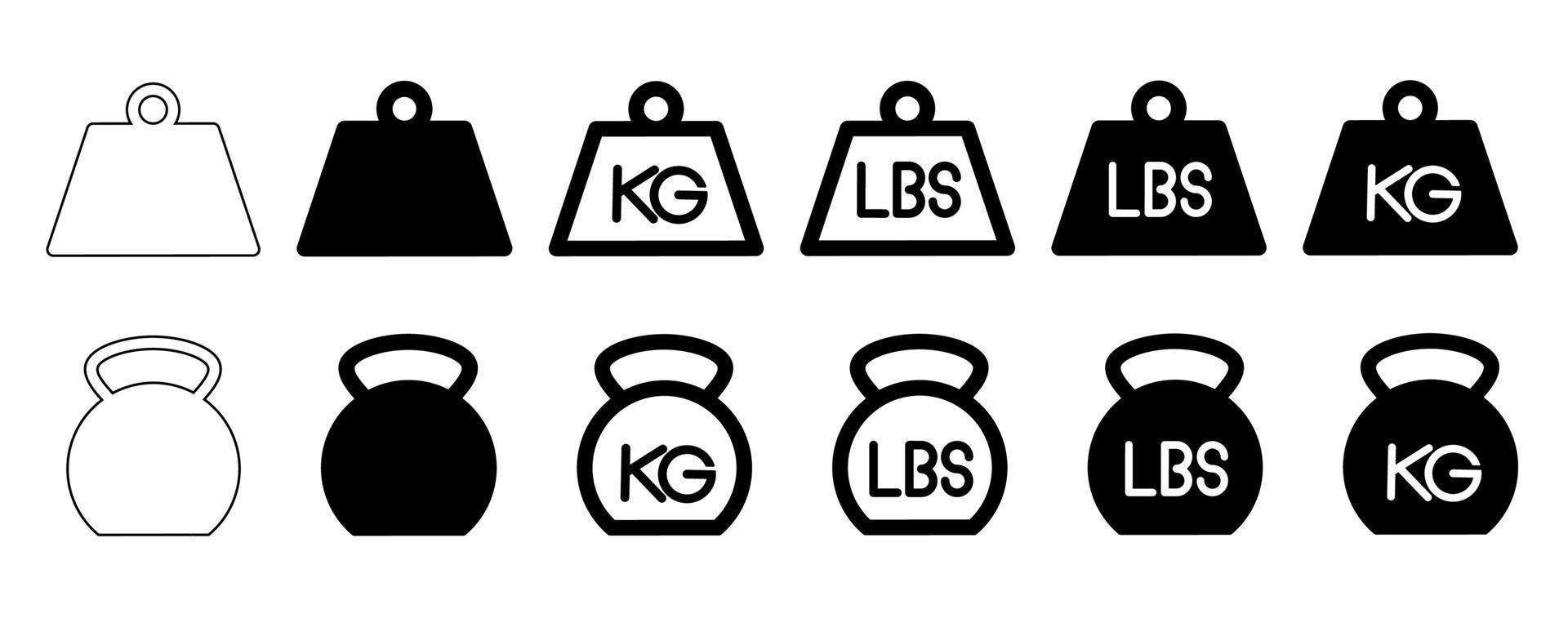 tung vikt ikon uppsättning isolerat på vit bakgrund vektor