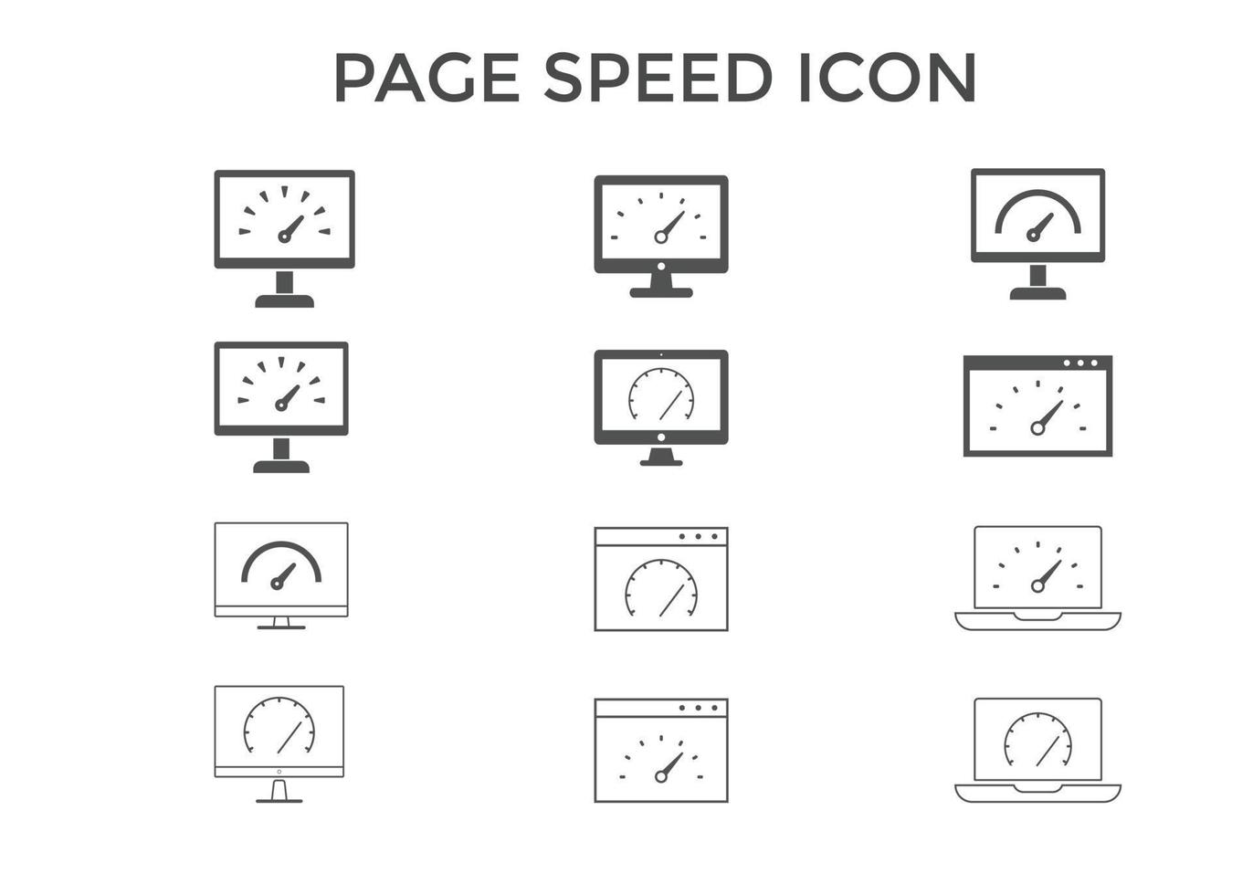 Satz von Symbolen für die Seitengeschwindigkeit. konzept für seo und webdesign vektor