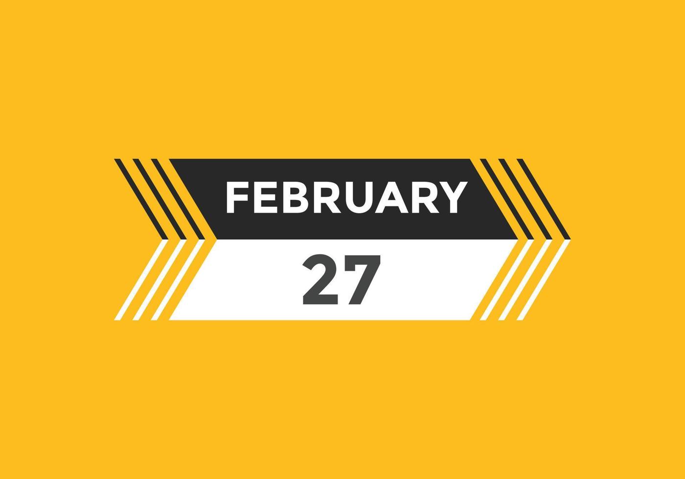 februari 27 kalender påminnelse. 27: e februari dagligen kalender ikon mall. kalender 27: e februari ikon design mall. vektor illustration