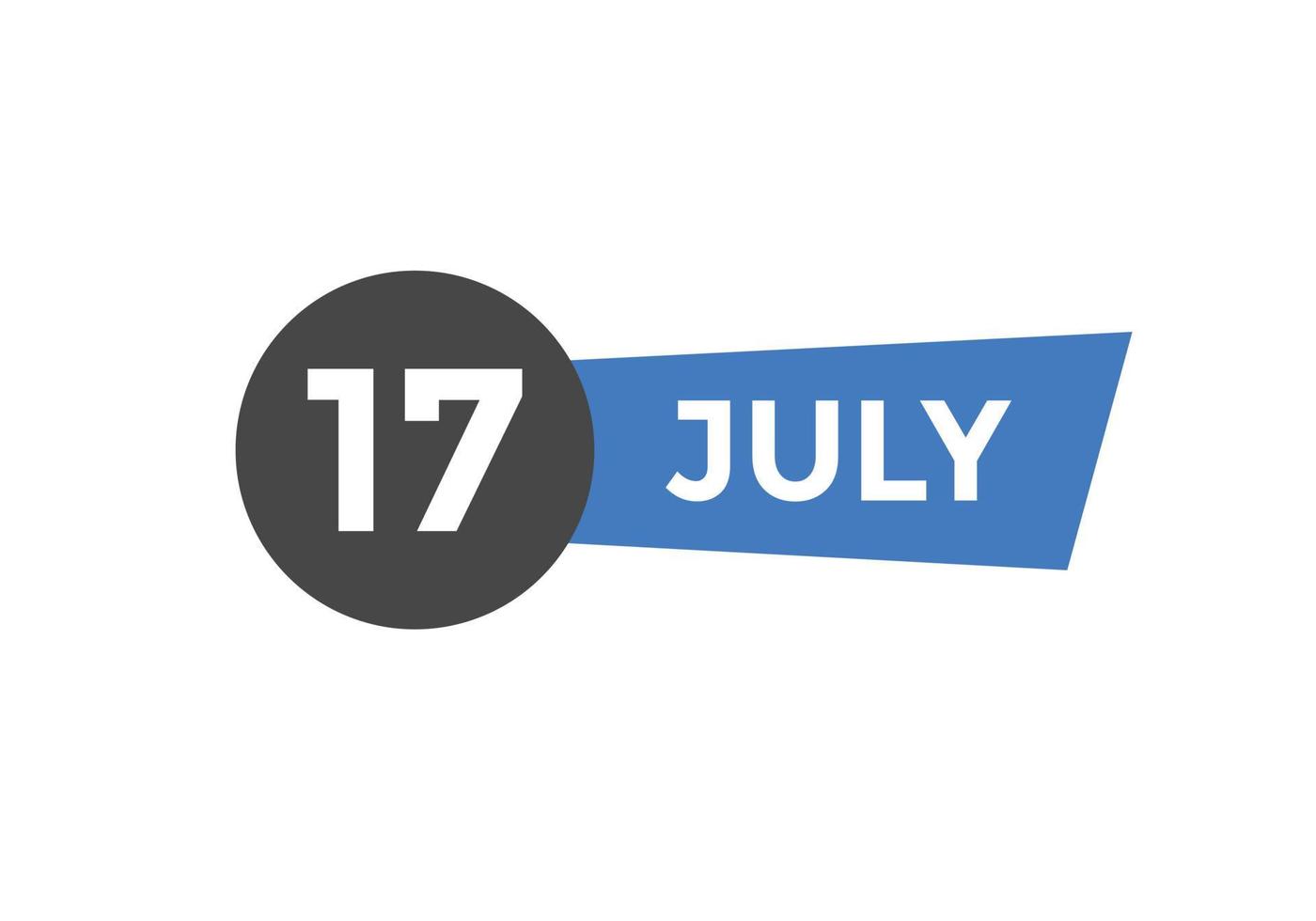 juli 17 kalender påminnelse. 17:e juli dagligen kalender ikon mall. kalender 17:e juli ikon design mall. vektor illustration