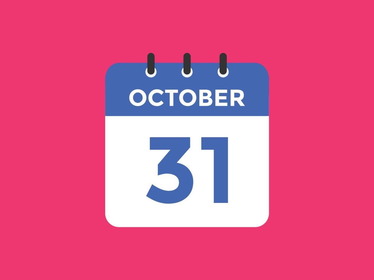 31. oktober kalender erinnerung. 31. oktober tägliche kalendersymbolvorlage. Kalender 31. Oktober Icon-Design-Vorlage. Vektor-Illustration vektor