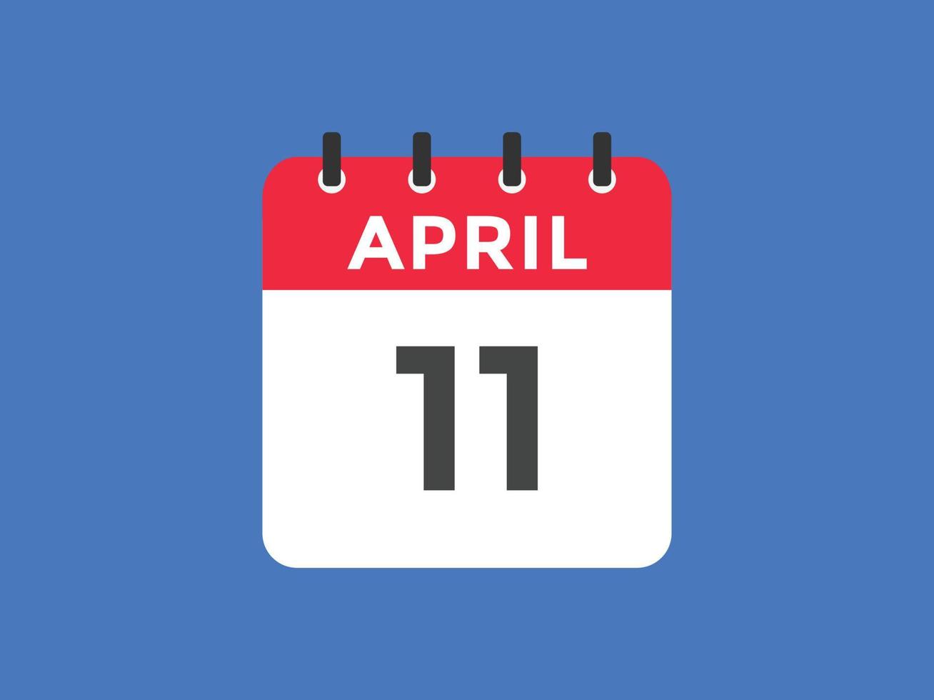 april 11 kalender påminnelse. 11th april dagligen kalender ikon mall. kalender 11th april ikon design mall. vektor illustration