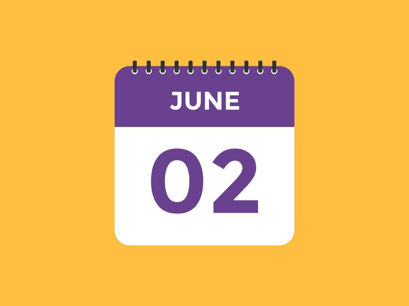 2. juni kalendererinnerung. 2. juni tägliche kalendersymbolvorlage. Kalender 2. Juni Icon-Design-Vorlage. Vektor-Illustration vektor