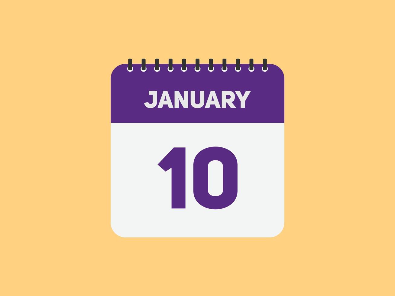 10. januar kalender erinnerung. 10. januar tägliche kalendersymbolvorlage. Kalender 10. Januar Icon-Design-Vorlage. Vektor-Illustration vektor