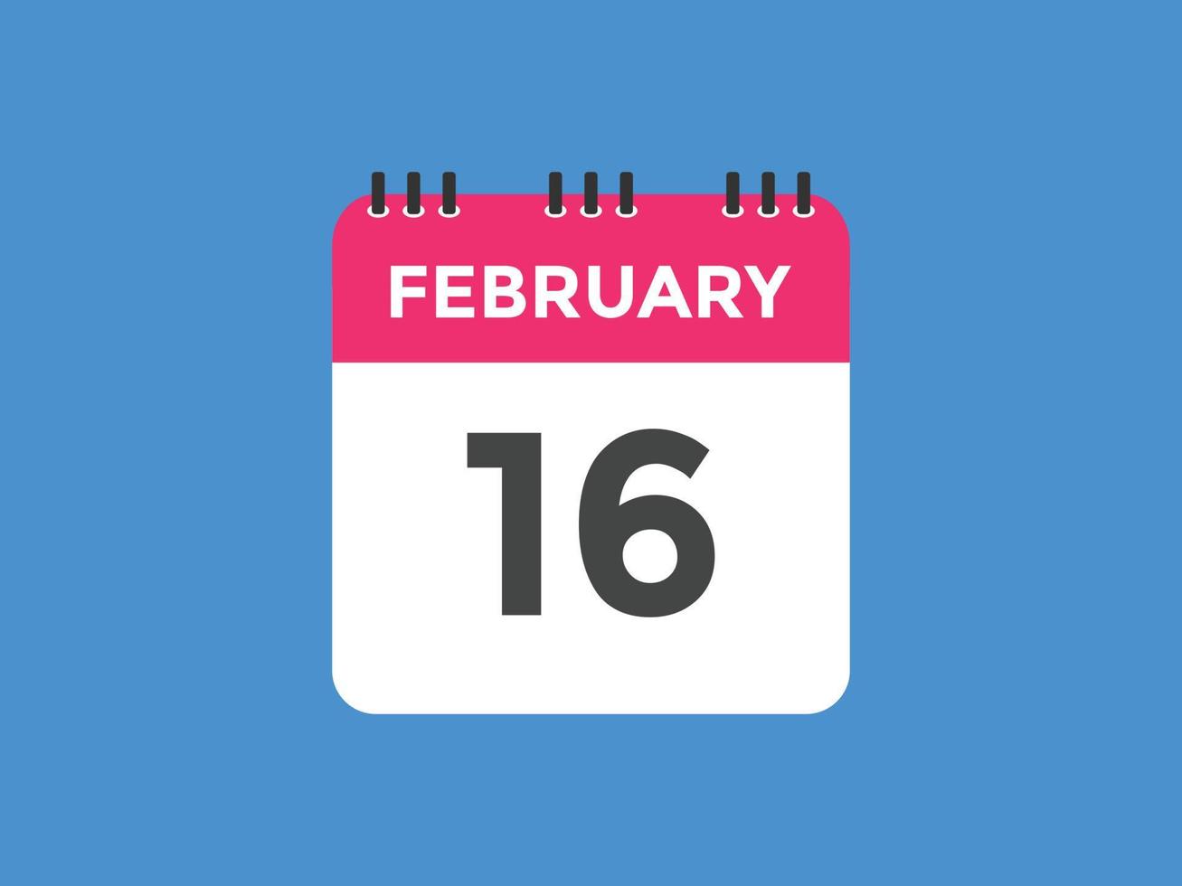februari 16 kalender påminnelse. 16: e februari dagligen kalender ikon mall. kalender 16: e februari ikon design mall. vektor illustration