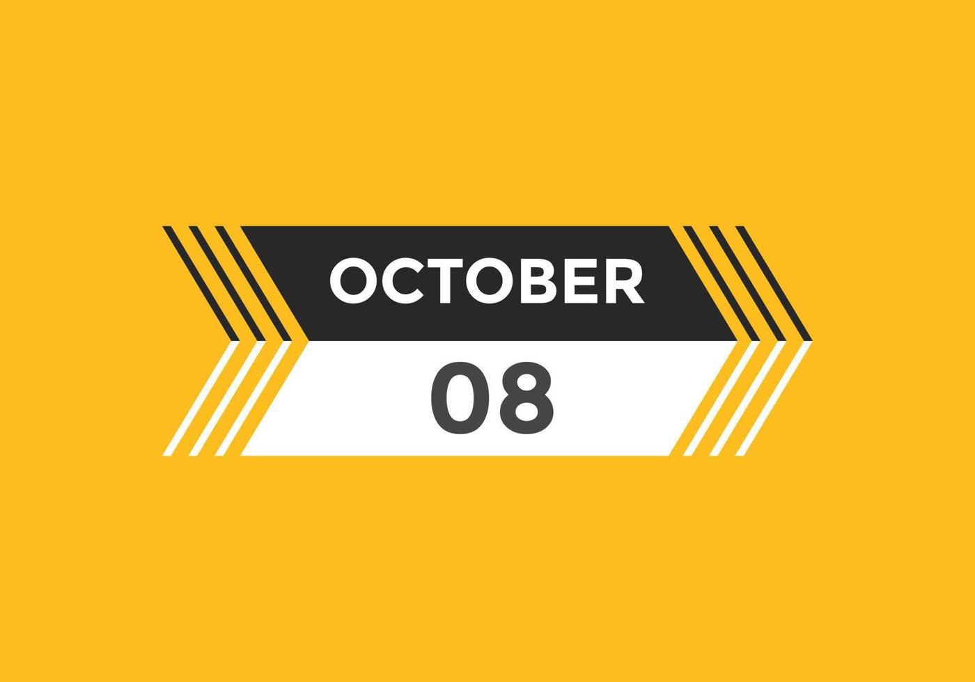 8. oktober kalendererinnerung. 8. oktober tägliche kalendersymbolvorlage. Kalender 8. Oktober Icon-Design-Vorlage. Vektor-Illustration vektor