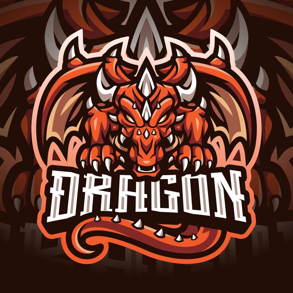 dragon esport maskot logo design vektor