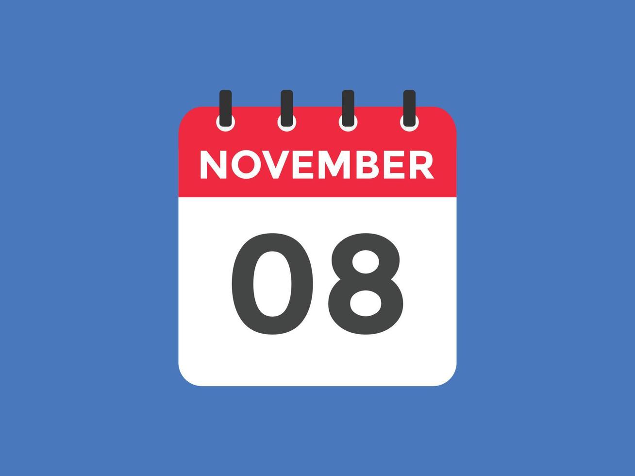 8. November Kalendererinnerung. 8. november tägliche kalendersymbolvorlage. Kalender 8. November Icon-Design-Vorlage. Vektor-Illustration vektor