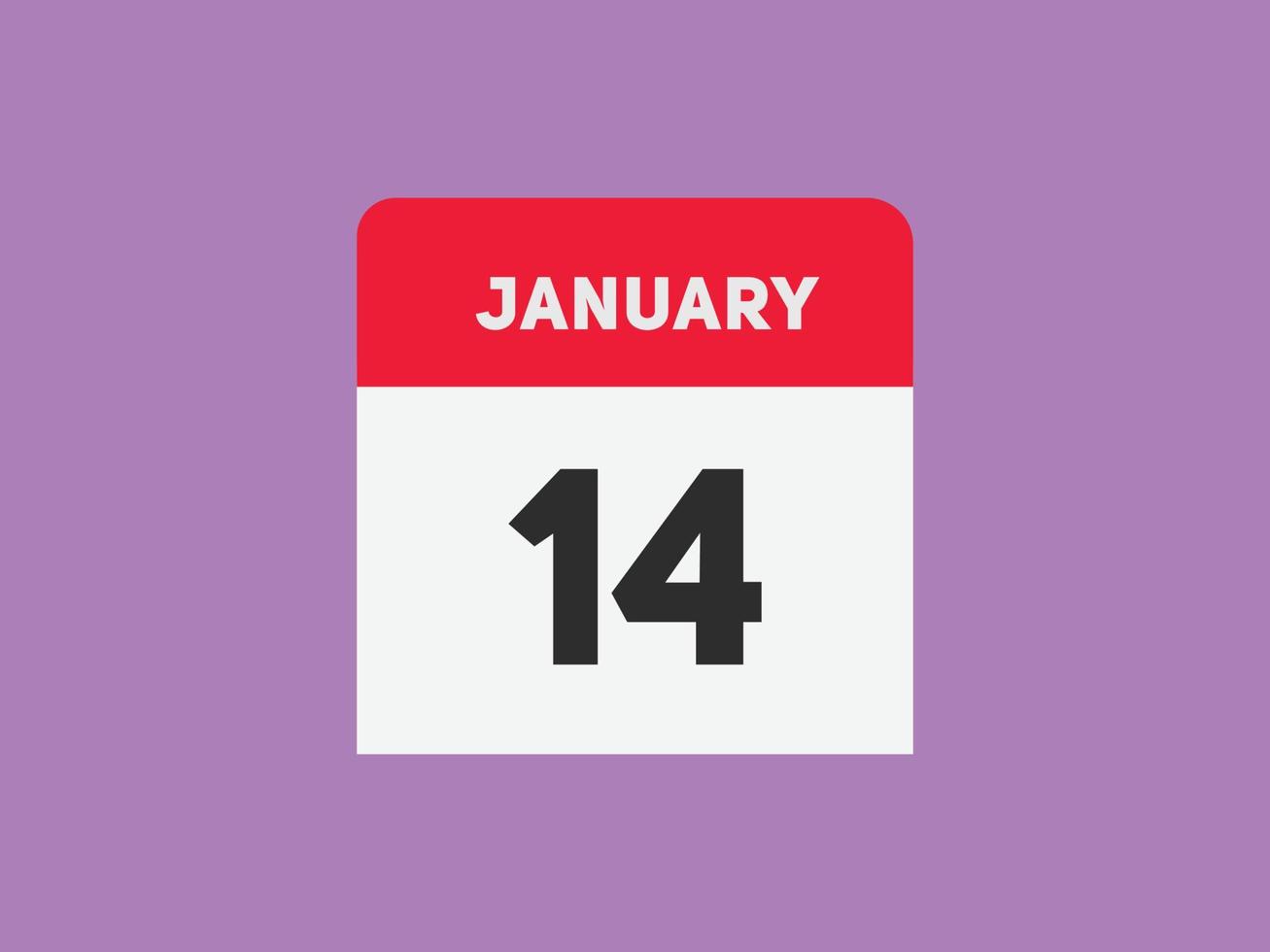 januari 14 kalender påminnelse. 14:e januari dagligen kalender ikon mall. kalender 14:e januari ikon design mall. vektor illustration
