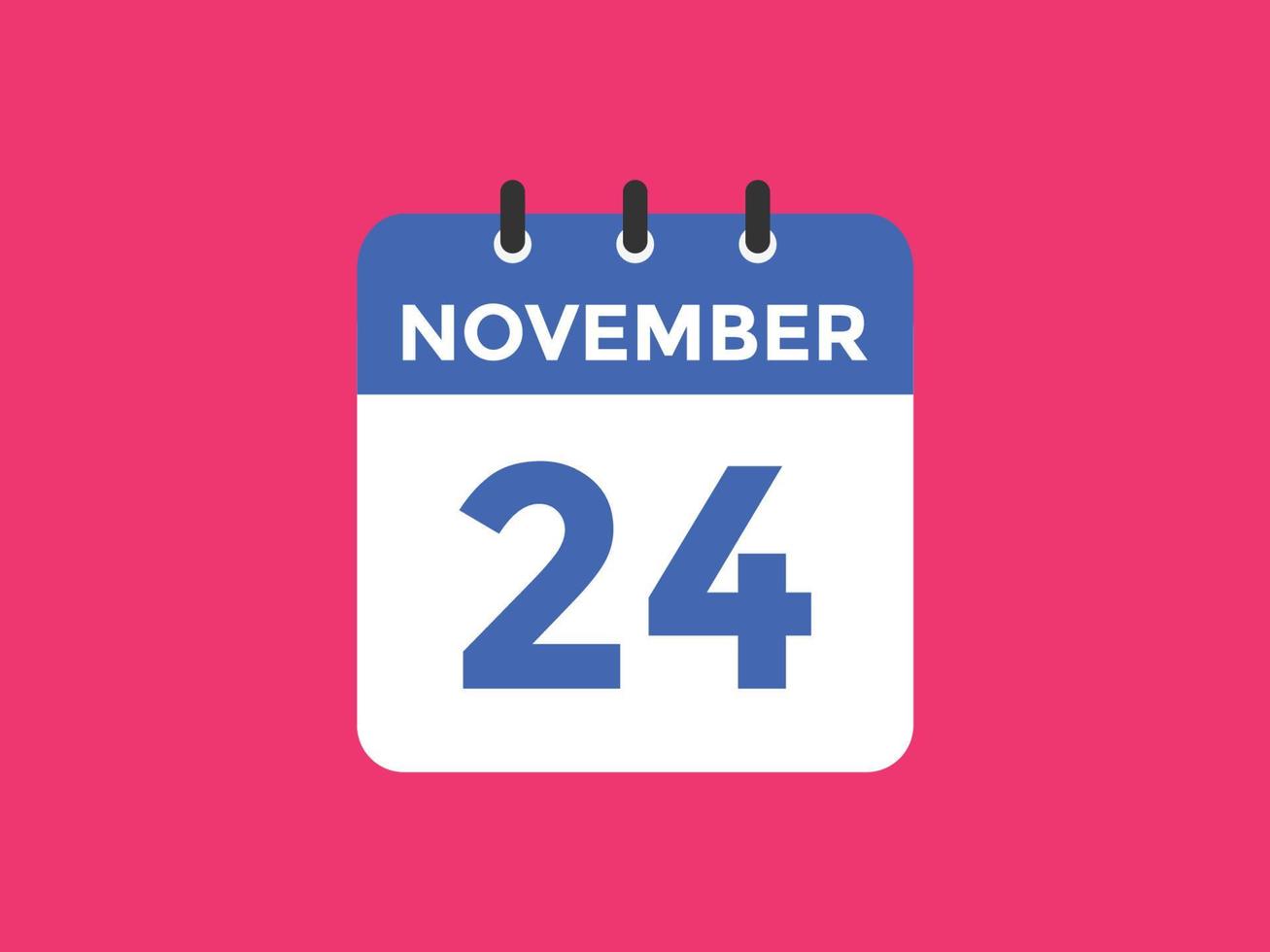november 24 kalender påminnelse. 24:e november dagligen kalender ikon mall. kalender 24:e november ikon design mall. vektor illustration