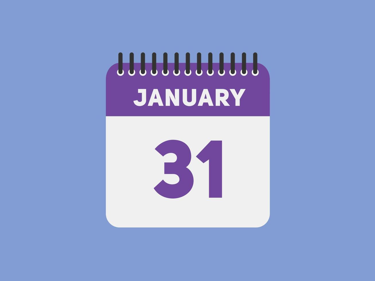 januari 31 kalender påminnelse. 31: e januari dagligen kalender ikon mall. kalender 31: e januari ikon design mall. vektor illustration