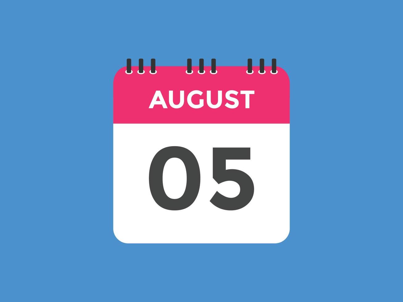 5. August Kalendererinnerung. 5. august tägliche kalendersymbolvorlage. Kalender 5. August Icon-Design-Vorlage. Vektor-Illustration vektor