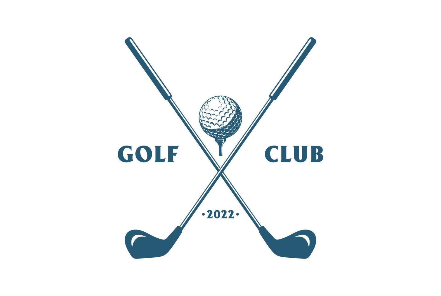 Vintage gekreuzter Golfschläger und Ball-T-Shirt für Logo-Design-Vektor für Sportverein-Wettkämpfe vektor