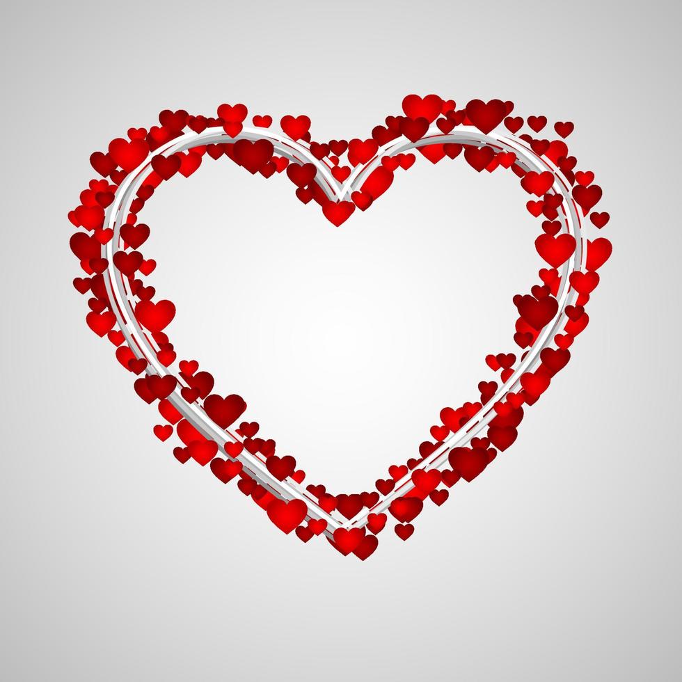 hjärtans dag bakgrund med röd hjärtan vektor