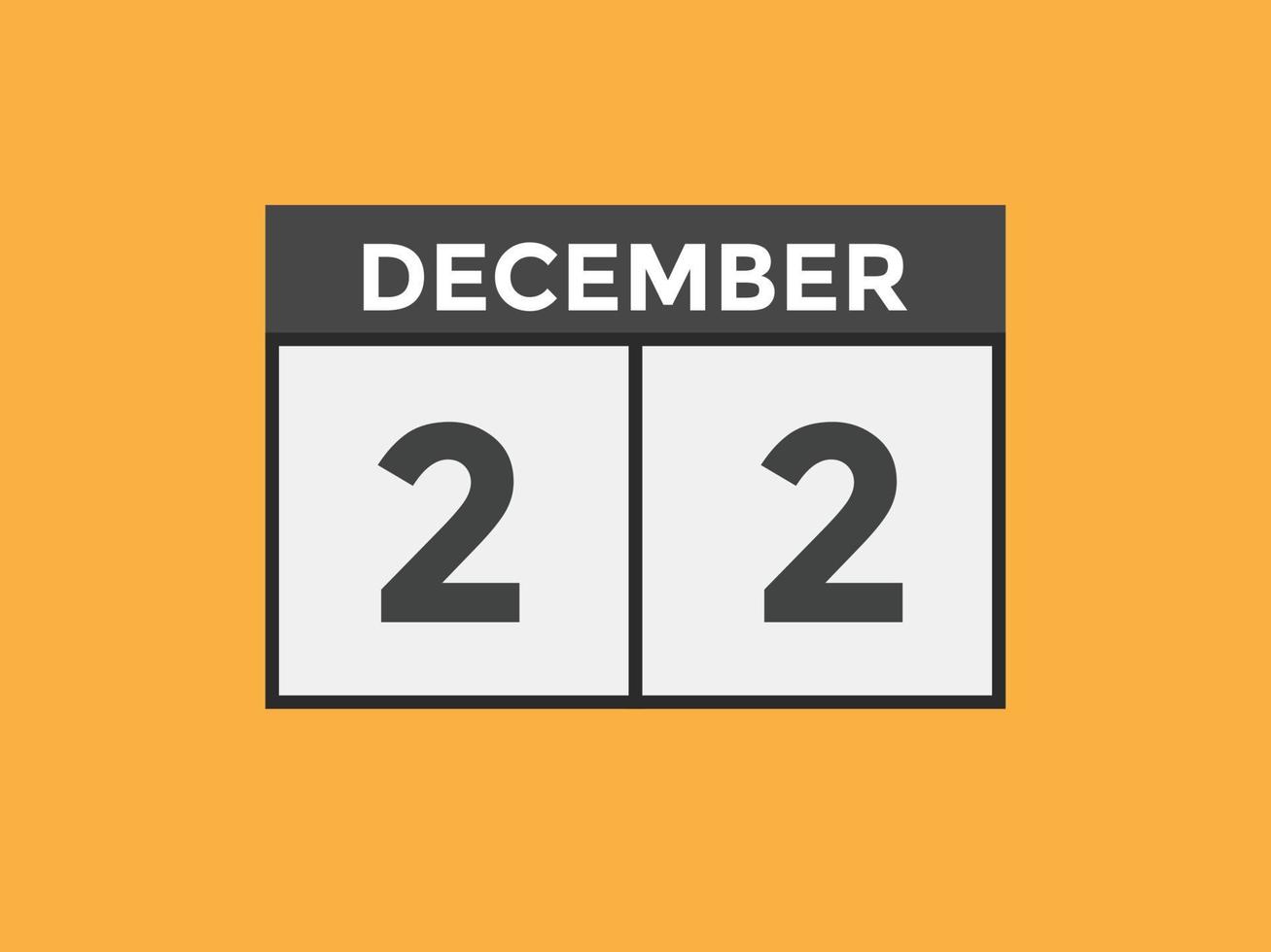 december 22 kalender påminnelse. 22: e december dagligen kalender ikon mall. kalender 22: e december ikon design mall. vektor illustration