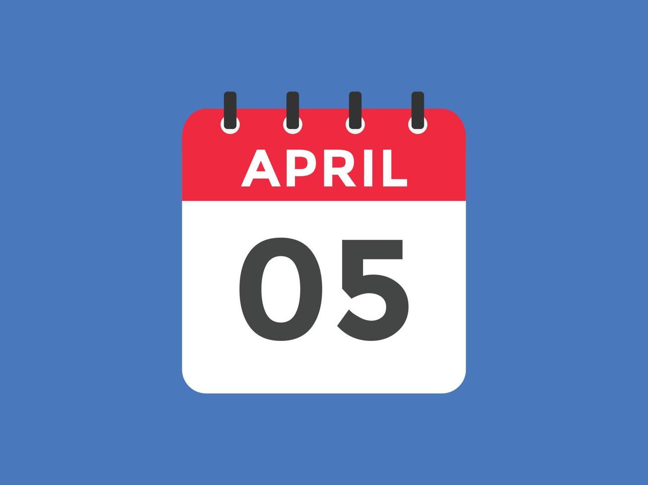 april 5 kalender påminnelse. 5:e april dagligen kalender ikon mall. kalender 5:e april ikon design mall. vektor illustration