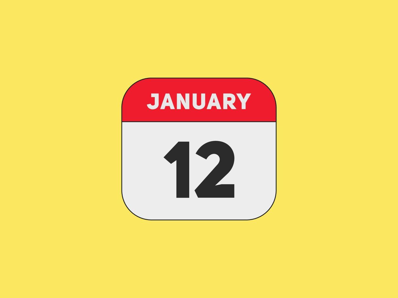 12. januar kalender erinnerung. 12. januar tägliche kalendersymbolvorlage. Kalender 12. Januar Icon-Design-Vorlage. Vektor-Illustration vektor