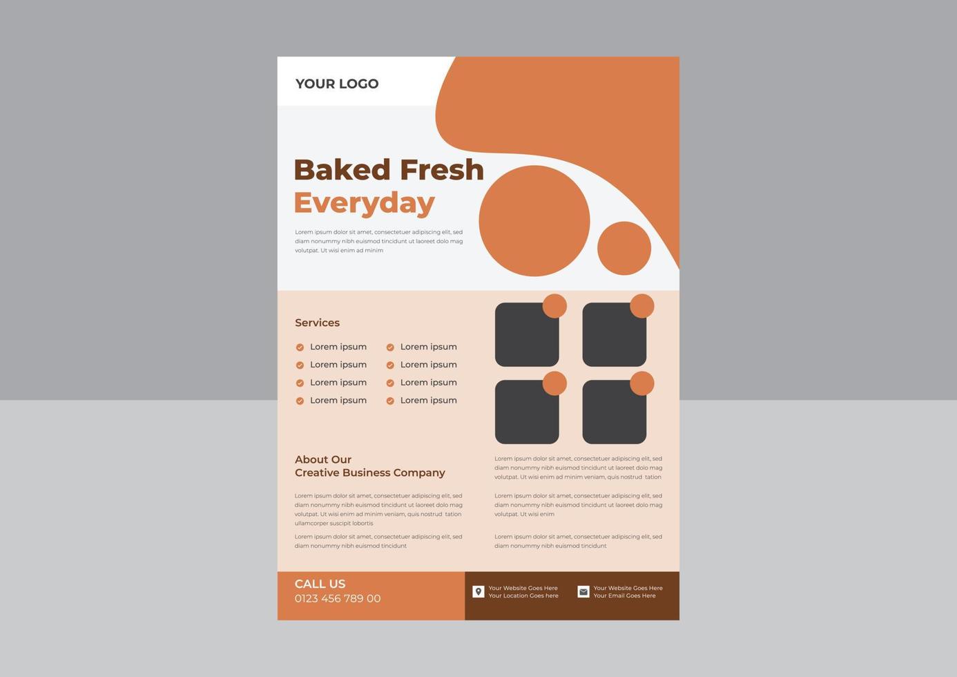 Bäckereihaus-Flyer-Design, Café-Promotion-Flyer-Poster-Design, Keksladen-Flyer-Design. vektor