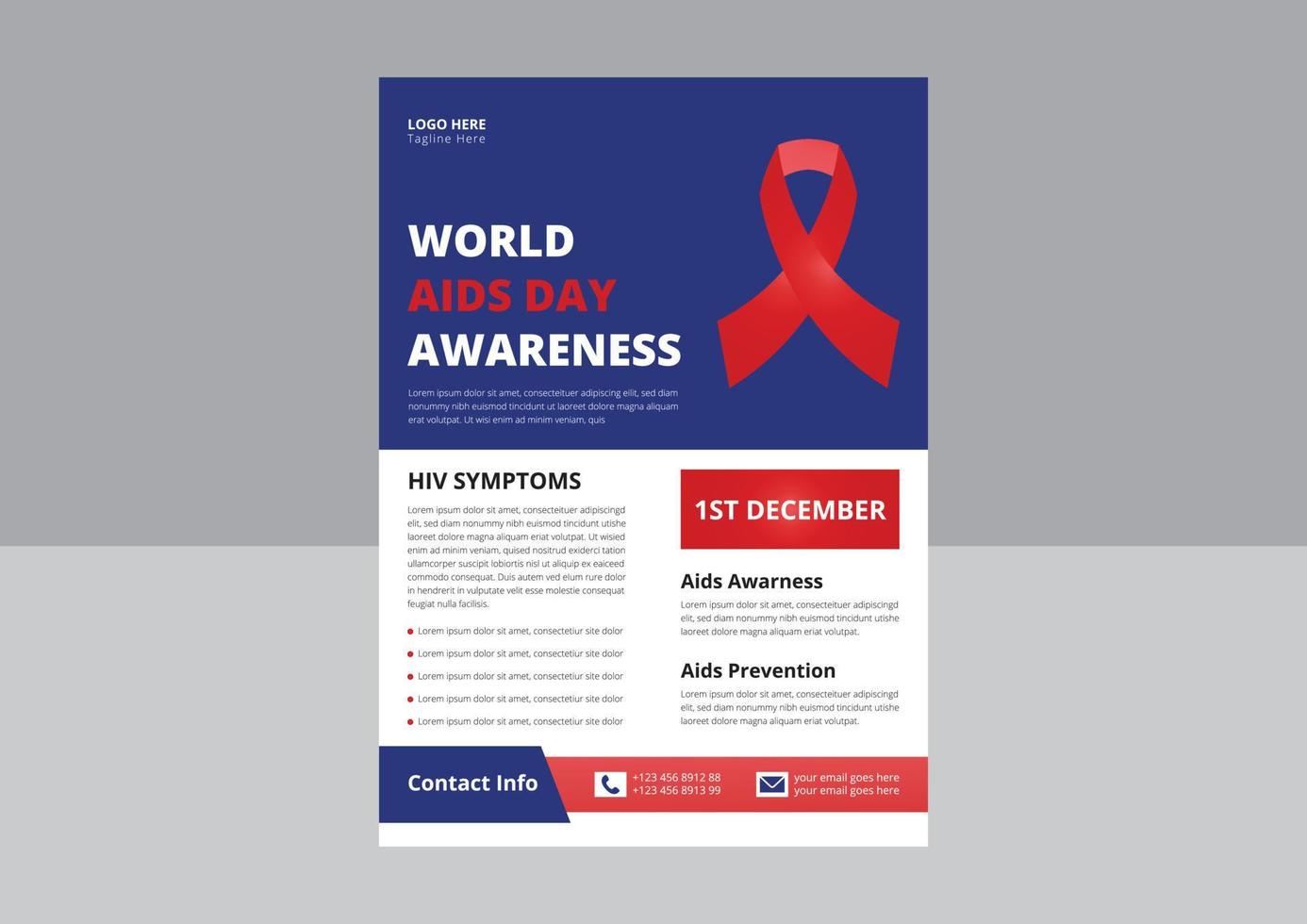 welt-aids-tag oder hiv-virus-poster oder flyer-design-vorlage. flyerdesign zur hiv- oder aids-prävention. Cover, Poster, A4-Format, Flyer-Design. vektor
