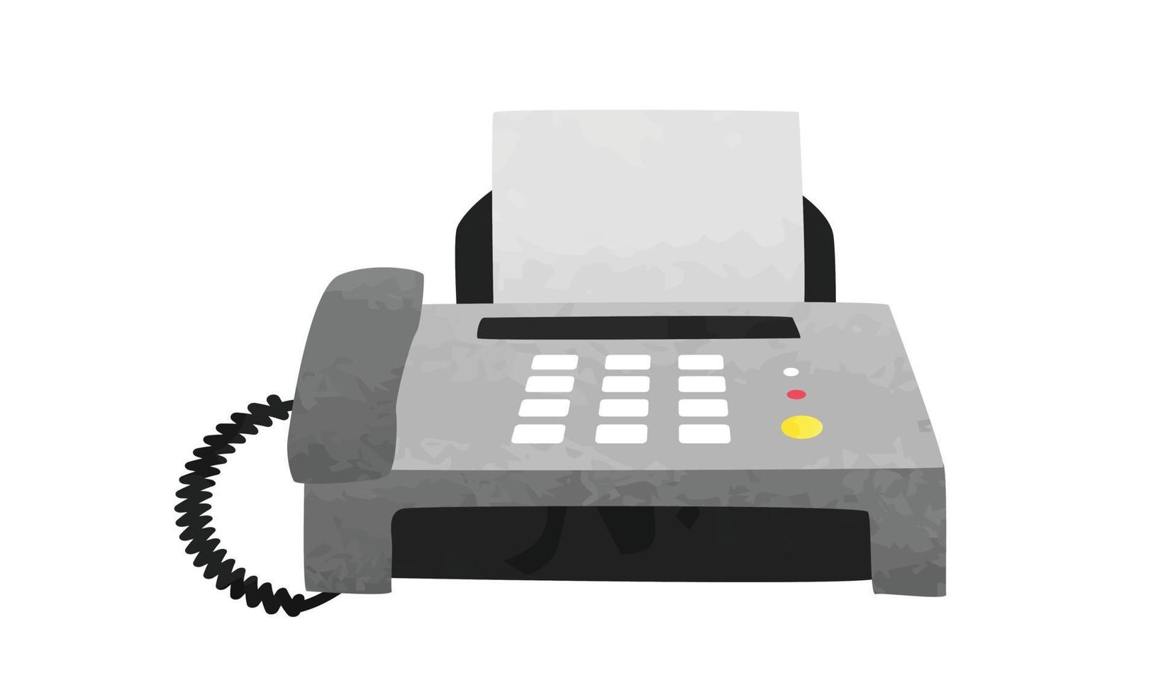 kontor fax maskin ClipArt. enkel fax maskin vattenfärg stil vektor illustration isolerat på vit bakgrund. gammal fax maskin tecknad serie hand dragen klotter stil. kontor apparater teckning. fax vektor