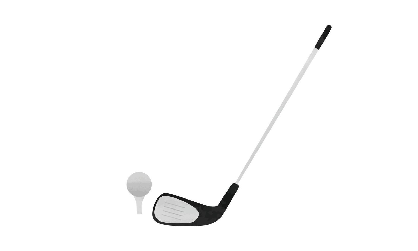 golf klubb och boll ClipArt. enkel golf klubb och boll vattenfärg stil vektor illustration isolerat på vit bakgrund. golf pinne ClipArt tecknad serie hand ritade. sport Utrustning. golf klubb isolerat