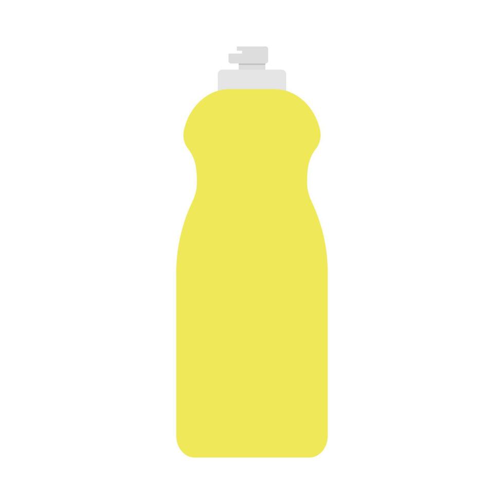 Plastikflasche mit Reinigungsmittel-Clipart-Vektorillustration. gelbe Flüssigwaschmittelflasche zum Geschirrspülen im flachen Stil, Vektordesign. Spülmittel-Schild-Web-Symbol, Logo-Clipart. Haushalts- und Haushaltskonzept vektor