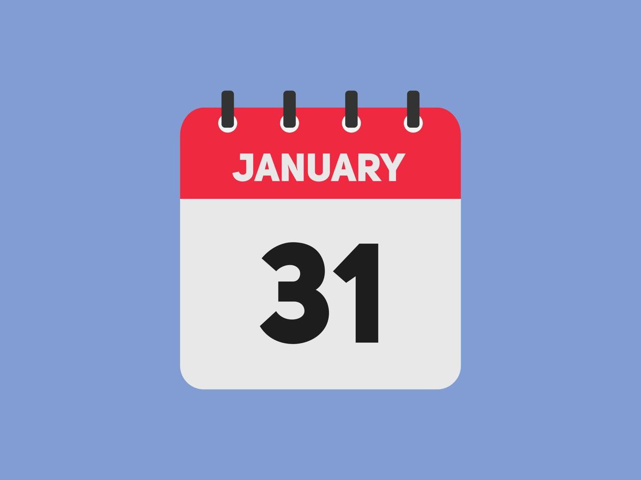31. januar kalender erinnerung. 31. januar tägliche kalendersymbolvorlage. Kalender 31. Januar Icon-Design-Vorlage. Vektor-Illustration vektor