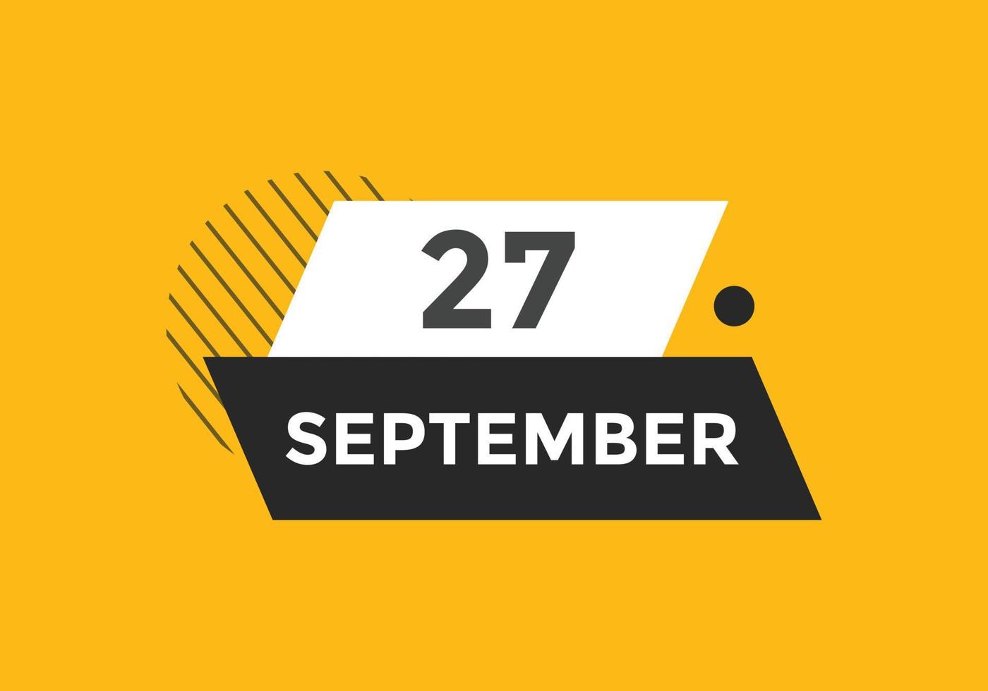 27. september kalendererinnerung. 27. september tägliche kalendersymbolvorlage. Kalender 27. September Icon-Design-Vorlage. Vektor-Illustration vektor