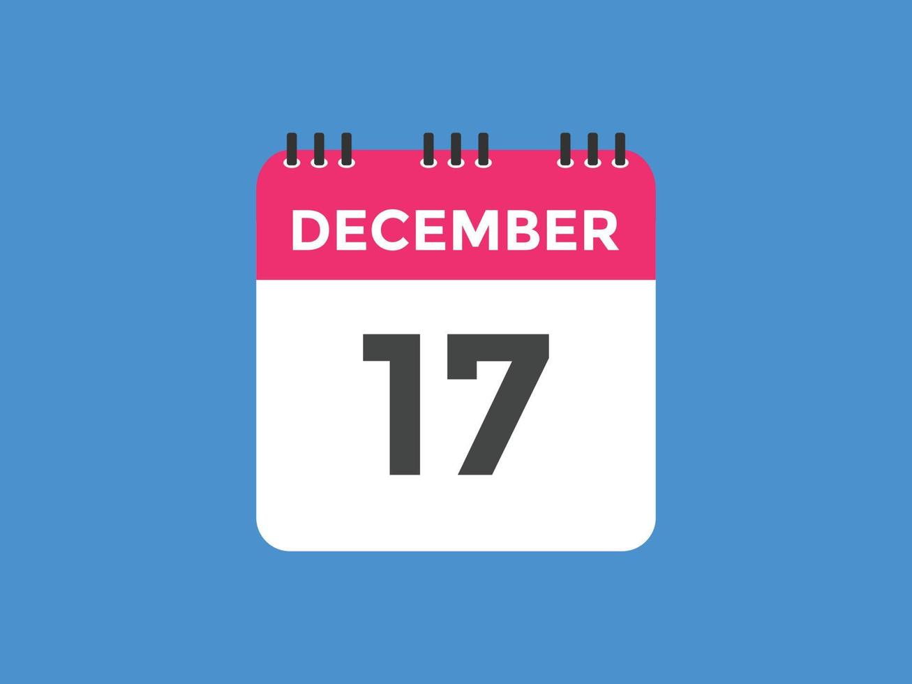 17. dezember kalendererinnerung. 17. dezember tägliche kalendersymbolvorlage. Kalender 17. Dezember Icon-Design-Vorlage. Vektor-Illustration vektor