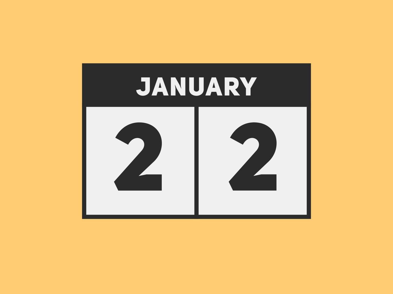 22. januar kalender erinnerung. 22. januar tägliche kalendersymbolvorlage. Kalender 22. Januar Icon-Design-Vorlage. Vektor-Illustration vektor