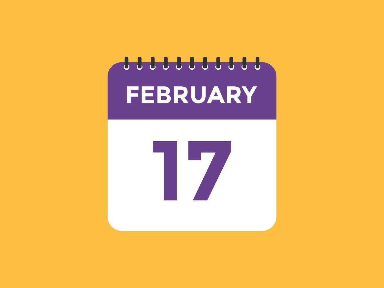 17. Februar Kalendererinnerung. 17. februar tägliche kalendersymbolvorlage. Kalender 17. Februar Icon-Design-Vorlage. Vektor-Illustration vektor