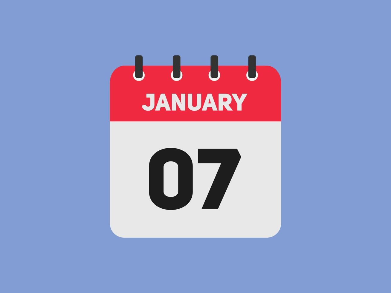 Kalendererinnerung am 7. januar. 7. januar tägliche kalendersymbolvorlage. Kalender 7. Januar Icon-Design-Vorlage. Vektor-Illustration vektor