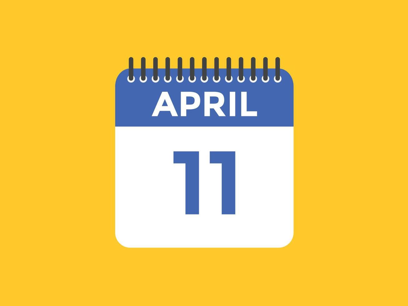 april 11 kalender påminnelse. 11th april dagligen kalender ikon mall. kalender 11th april ikon design mall. vektor illustration