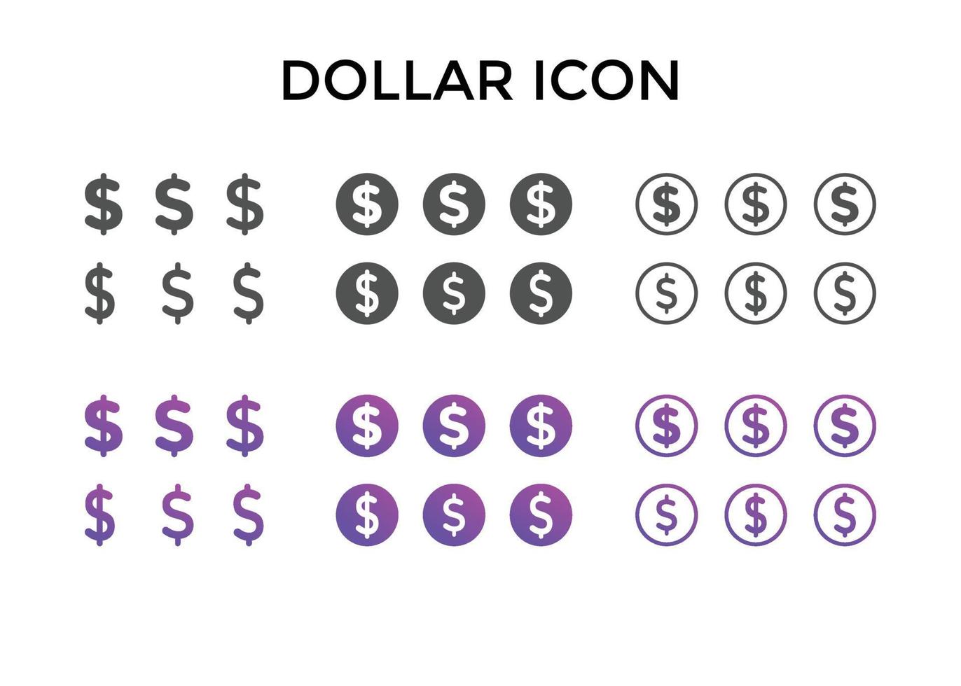 Satz Dollarikonen-Vektorillustration vektor