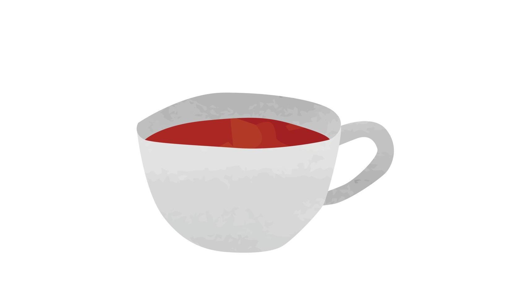 weiße tasse schwarzen kaffee clipart. einfache Kaffeetasse-Aquarellart-Vektorillustration lokalisiert auf weißem Hintergrund. niedliche teetasse cartoon handgezeichnete gekritzelart. die Kaffee-Doodle-Zeichnung vektor