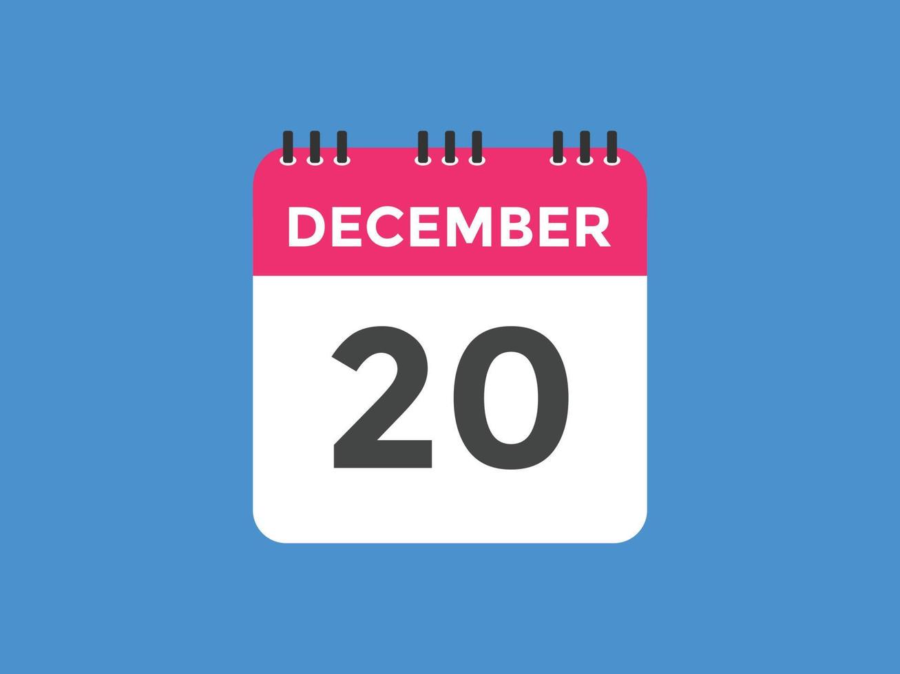 20. dezember kalendererinnerung. 20. dezember tägliche kalendersymbolvorlage. Kalender 20. Dezember Icon-Design-Vorlage. Vektor-Illustration vektor