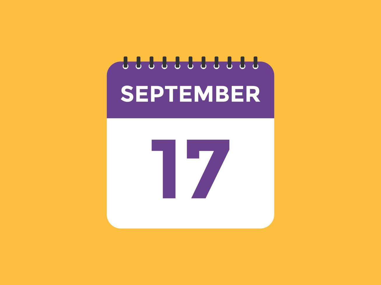 17. September Kalendererinnerung. 17. september tägliche kalendersymbolvorlage. Kalender 17. September Icon-Design-Vorlage. Vektor-Illustration vektor