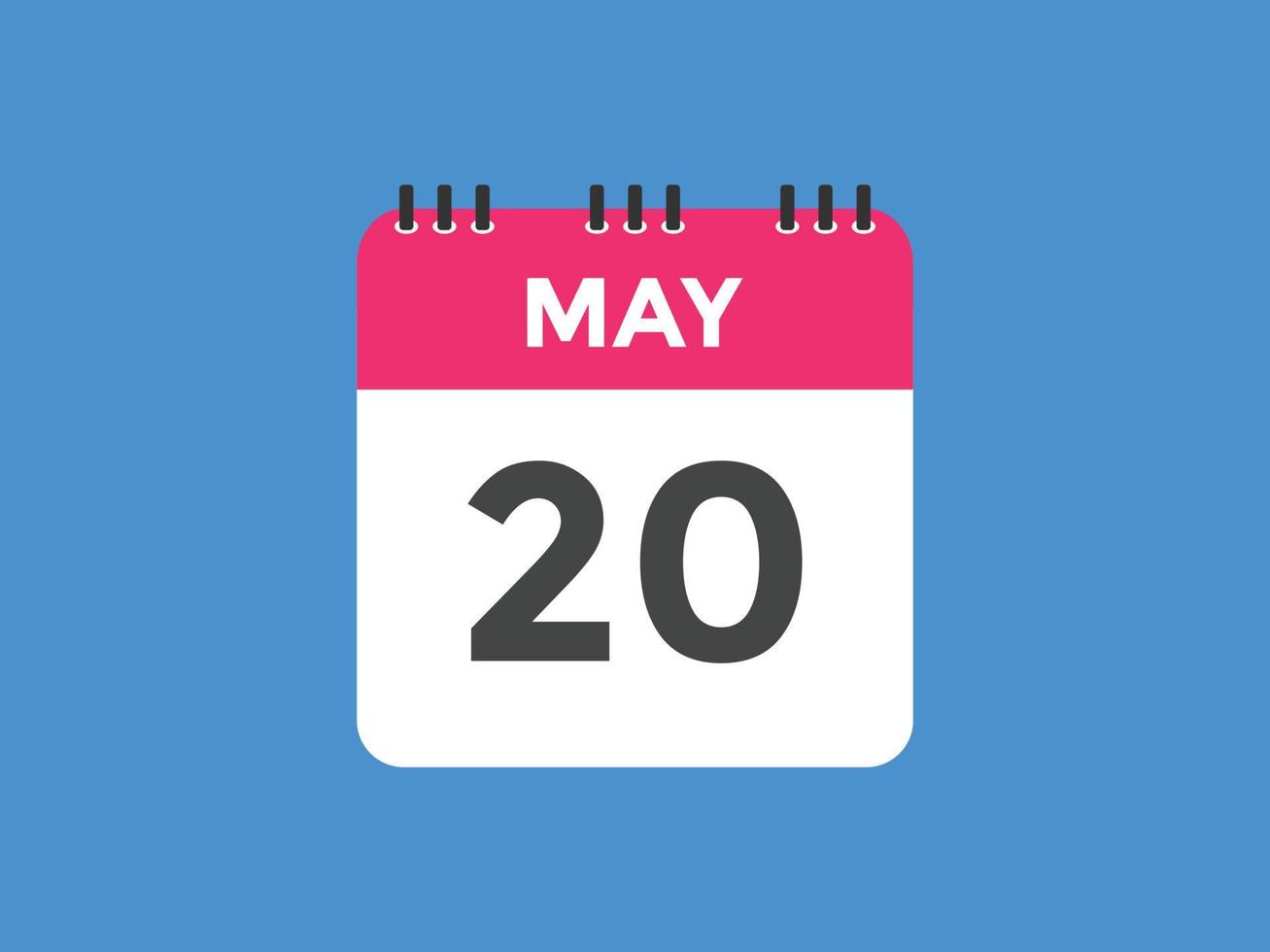 Maj 20 kalender påminnelse. 20:e Maj dagligen kalender ikon mall. kalender 20:e Maj ikon design mall. vektor illustration