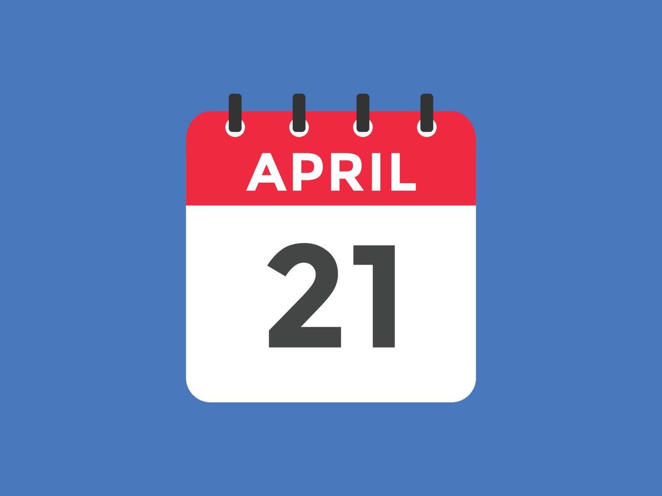 april 21 kalender påminnelse. 21: e april dagligen kalender ikon mall. kalender 21: e april ikon design mall. vektor illustration