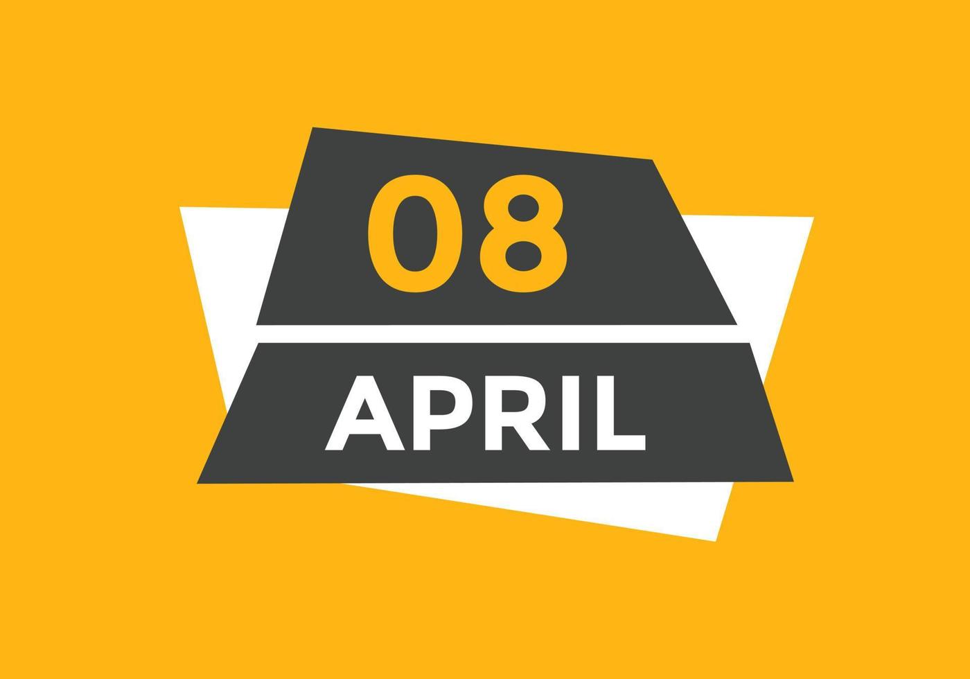april 8 kalender påminnelse. 8:e april dagligen kalender ikon mall. kalender 8:e april ikon design mall. vektor illustration