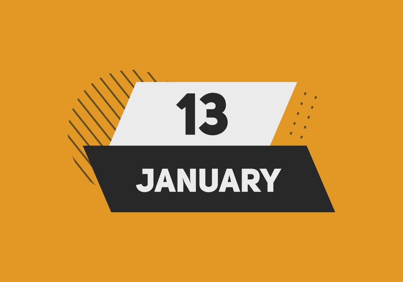 13. januar kalender erinnerung. 13. januar tägliche kalendersymbolvorlage. Kalender 13. Januar Icon-Design-Vorlage. Vektor-Illustration vektor