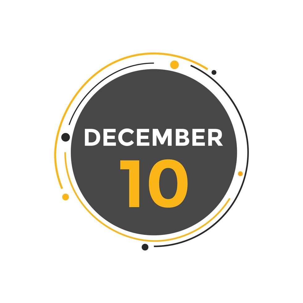 10. dezember kalendererinnerung. 10. dezember tägliche kalendersymbolvorlage. Kalender 10. Dezember Icon-Design-Vorlage. Vektor-Illustration vektor