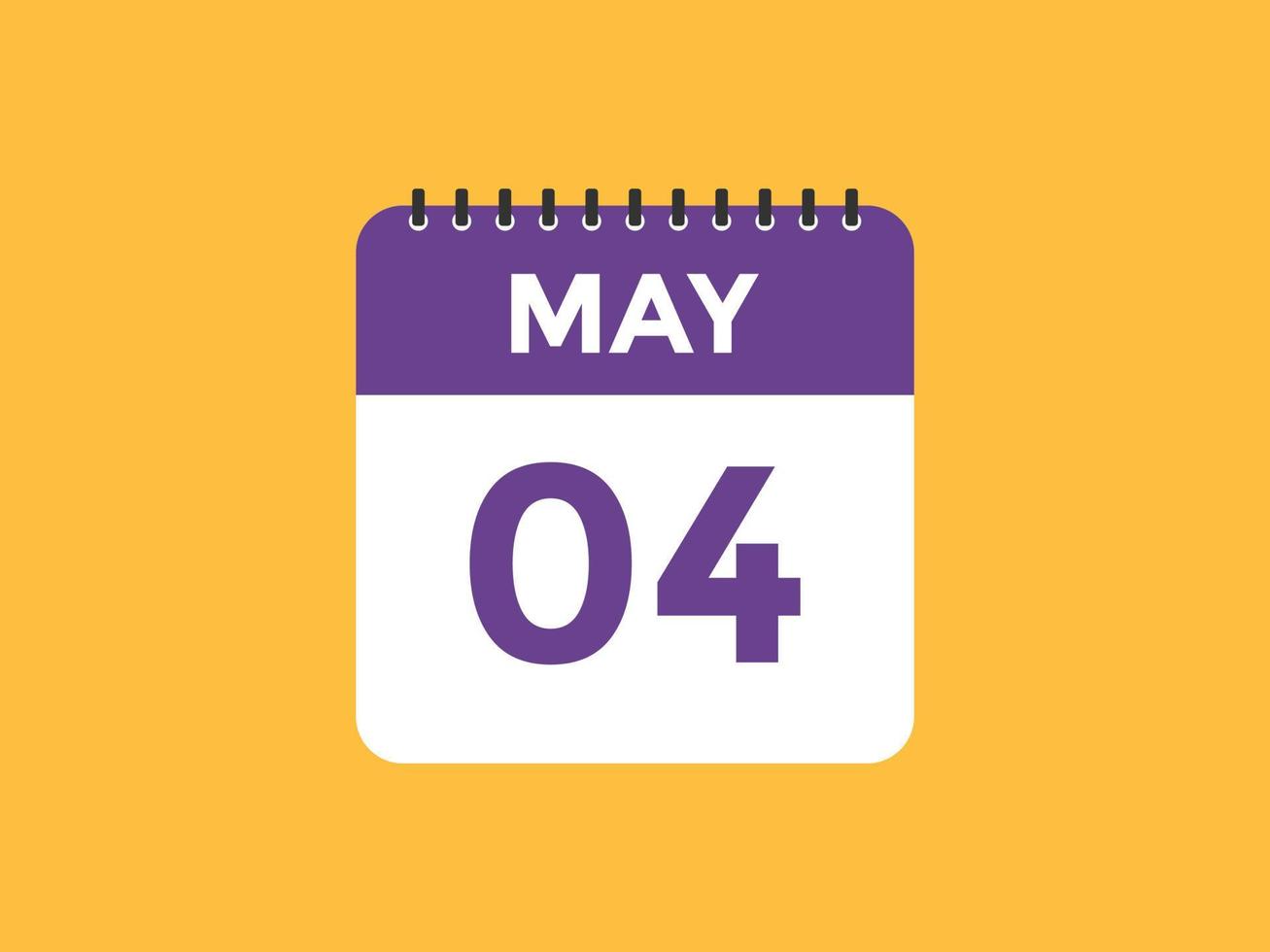 4. Mai Kalendererinnerung. 4. mai tägliche kalendersymbolvorlage. Kalender 4. Mai Icon-Design-Vorlage. Vektor-Illustration vektor